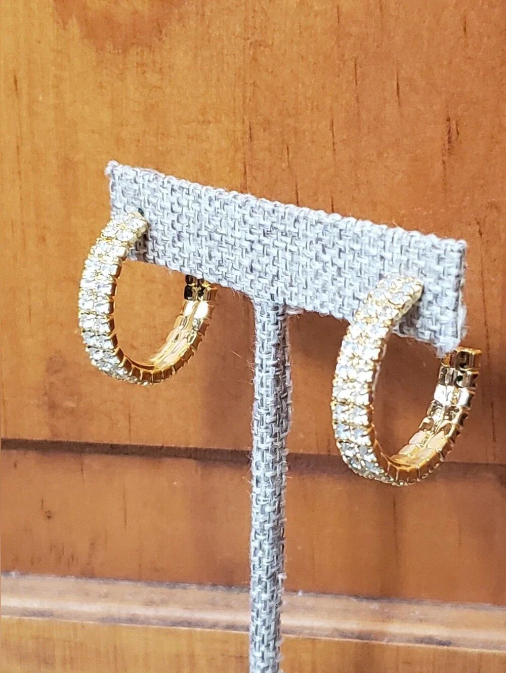 Vintage NOLAN MILLER Crystal Pave Pierced Hoop Earrings